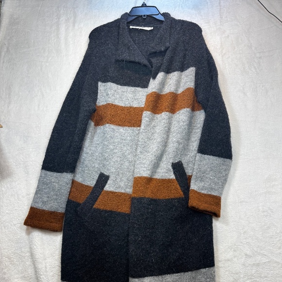 Contemporaine cardigan Sweater Womens Size Small Colorblock Gray Alpaca Blend - Picture 1 of 7